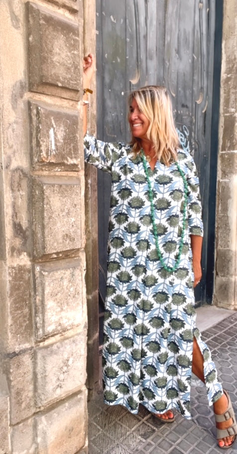 Vestido estampado Laura kaki