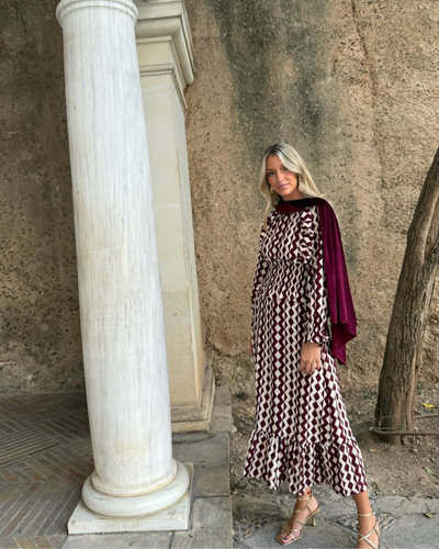 Vestido Covadonga burdeos