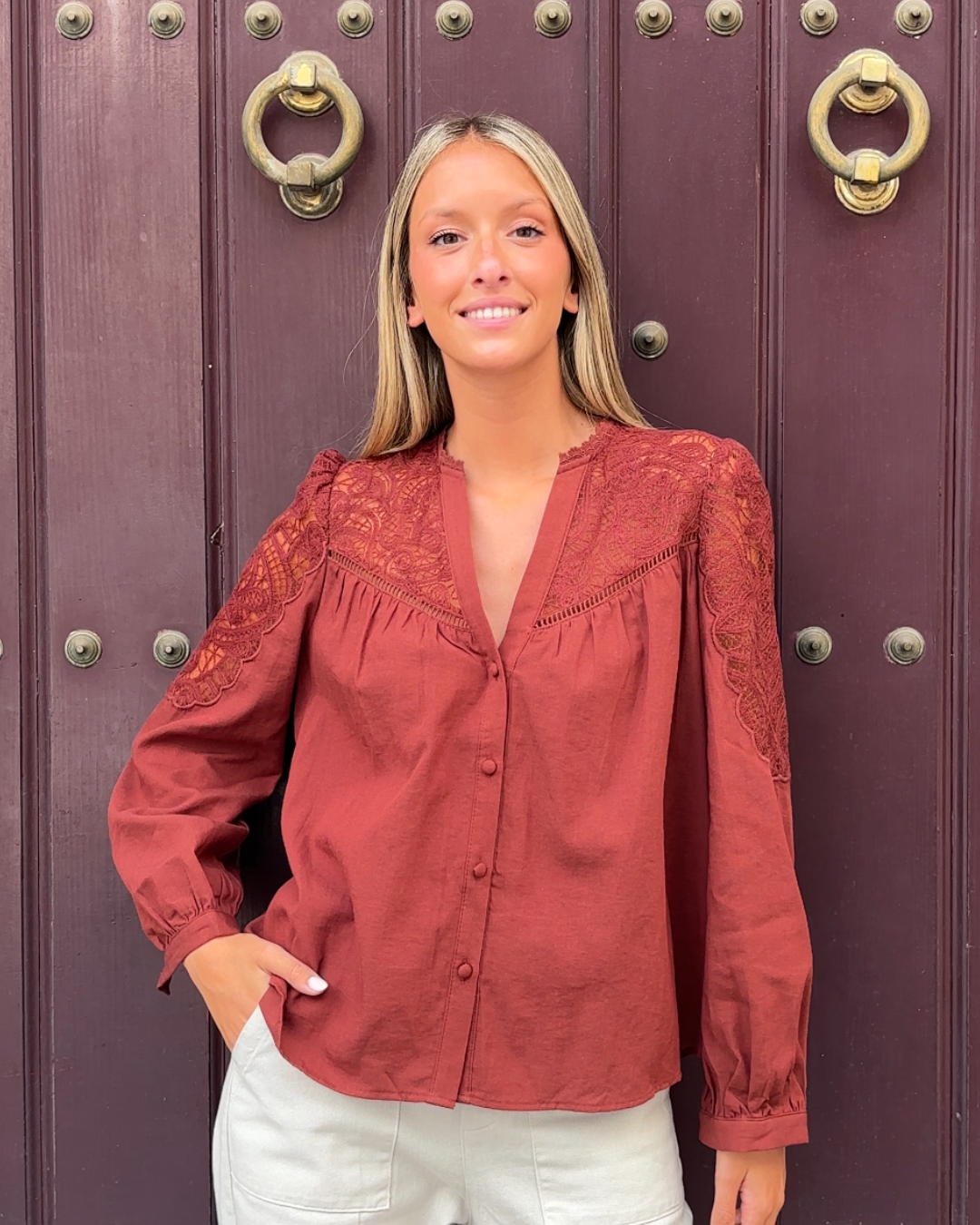 Camisa Laviana burdeos
