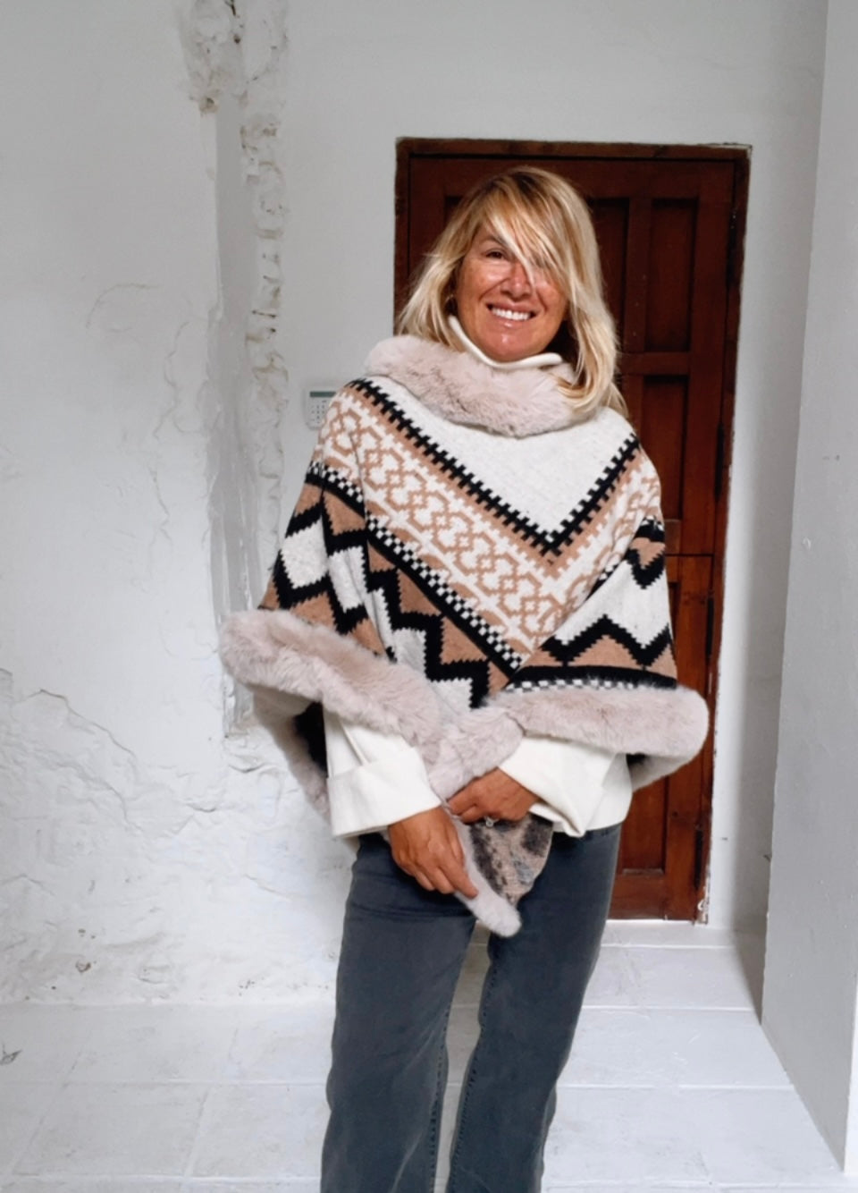 Poncho Michigan Beige