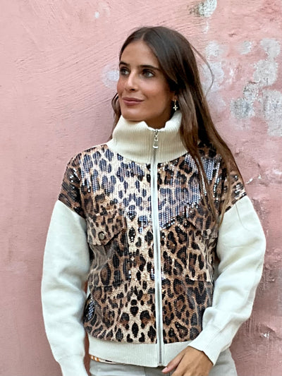 Chaqueta lentejuelas leopardo