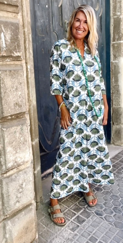 Vestido estampado Laura kaki