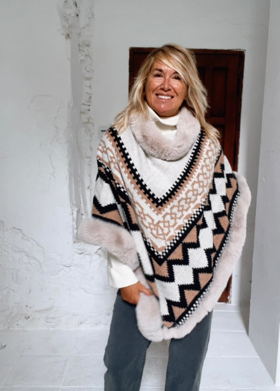 Poncho Michigan Beige