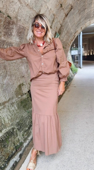 Falda Amieva camel