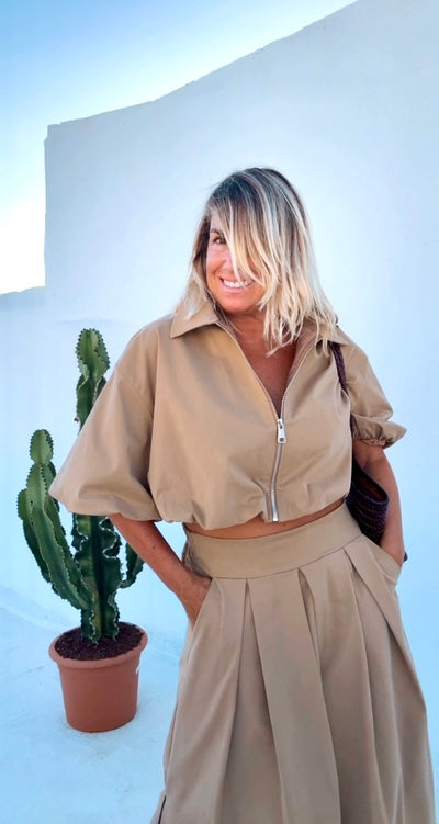 Falda Tívoli camel