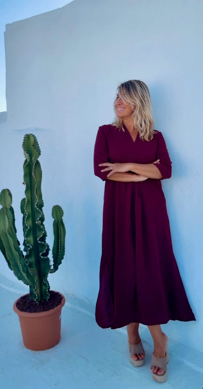 Vestido Laura burdeos