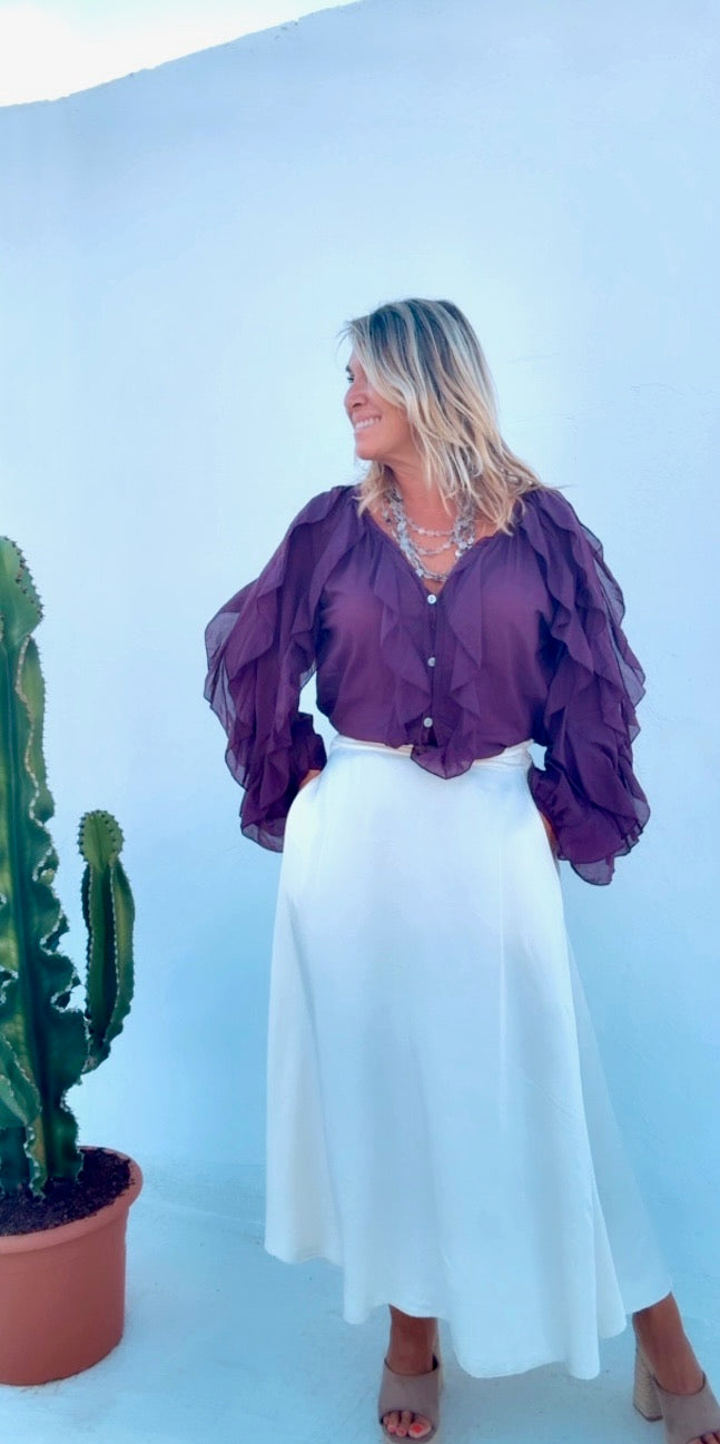 Camisa Abanico Morado