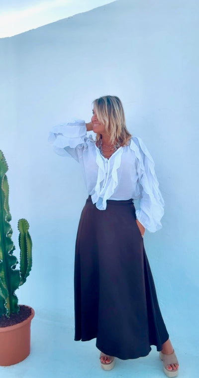 Camisa Abanico  blanco