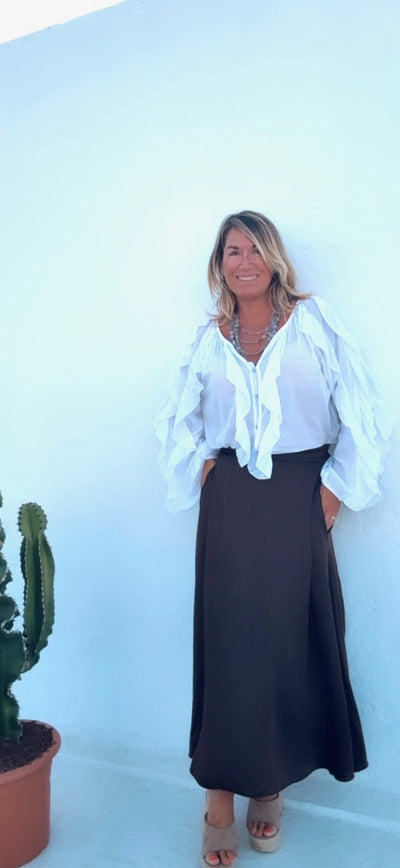 Camisa Abanico  blanco