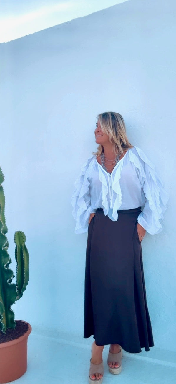 Camisa Abanico  blanco