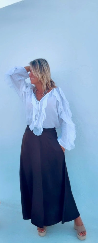 Camisa Abanico  blanco